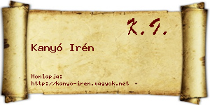 Kanyó Irén névjegykártya